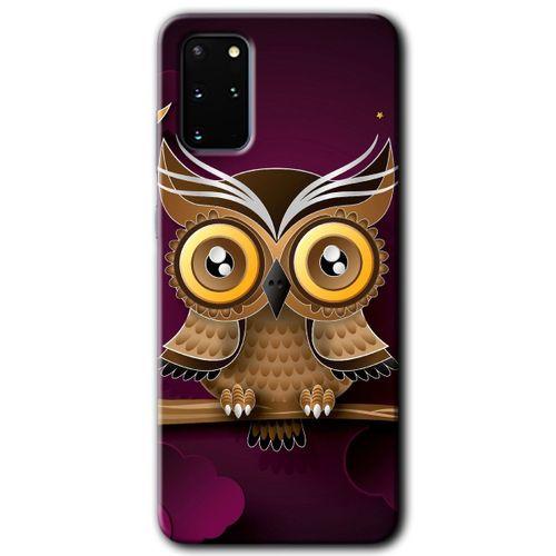 MRCİLETİSİM MRCİLETİSİM Samsung Galaxy S20 Plus Kılıf HD Desen Baskılı Arka Kapak + Temperli Cam - Owl Bird Branch