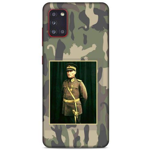 Samsung Galaxy A31 Kılıf Atatürk (13) Silikon Kap Kamuflaj