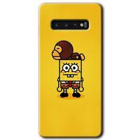 MRCİLETİSİM MRCİLETİSİM Samsung Galaxy S10 Kılıf HD Desen Baskılı Arka Kapak + Temperli Cam - Sünger Bob