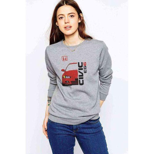 Araba Eg6 Baskılı Gri Kadın Sweatshirt