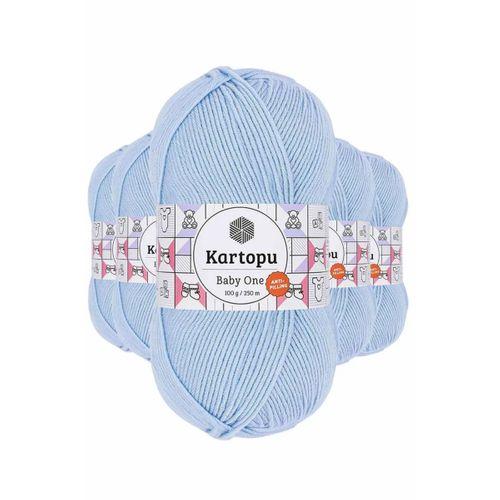 5 Adet Baby One Tüylenmeyen El Örgü İpi Yünü Mavi K544