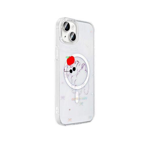 Apple iPhone 14 Kılıf M-Safe Şarj Özellikli Şeffaf Zore Folk Sert Kapak