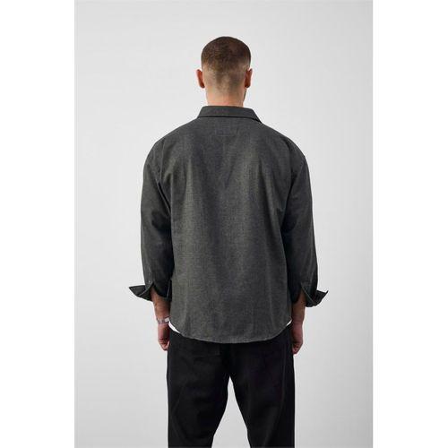 Pixel Relaxed Fit Pamuklu Mikro Çizgili Flanel Erkek Gömlek - Yeşil