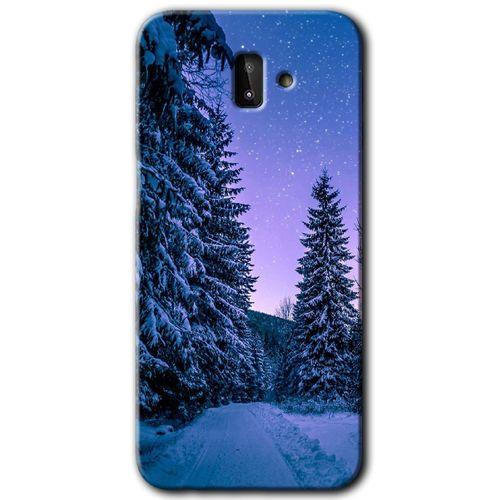 Potkal Hediye Fabrikası Samsung Galaxy J6 Plus HD Baskılı Kılıf + 9D Tam Ekran Koruyucu - Kış Manzarası