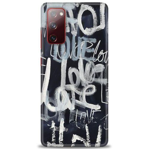Samsung Galaxy S20 FE Kılıf HD Baskılı Kılıf - Gri Love + Tam Ekran Koruyucu