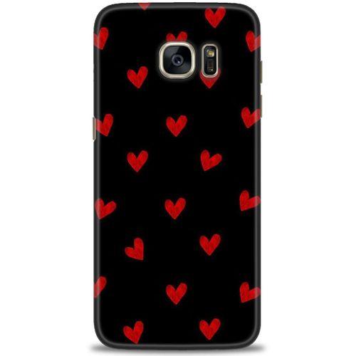 Samsung Galaxy S7 Edge Kılıf HD Baskılı Kılıf - Kırmızı Kalpler + Tam Ekran Koruyucu