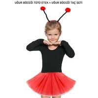 Kırmızı Uğur Böceği Tütü Etek Ve Taç Seti