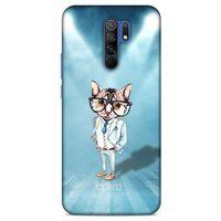 Xiaomi Redmi 9 Kılıf FunnyMaX (40) Fit Silikon Kılıf Açık Mavi Kedi