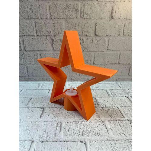 Dekoratif Yıldız Şeklinde Turuncu Mumluk Ev Aksesuarı