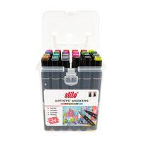 STİLO ÇİFT UÇLU PREMİUM AKRİLİK MARKER PP KUTU 24 Renk