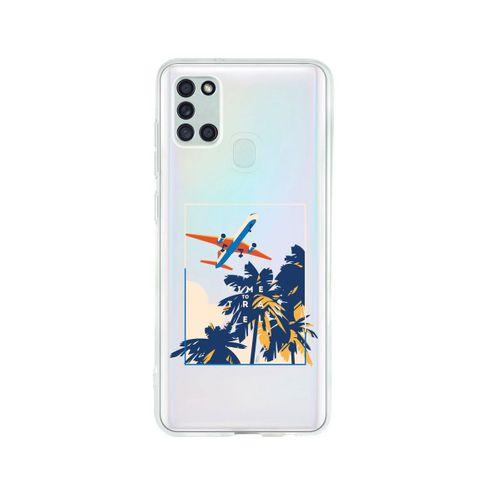 Samsung A21S Time To Travel Desenli Premium Şeffaf Silikon Kılıf