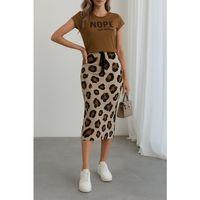 Kadın Kısa Kollu Bisiklet Yaka Viskon Bluz Desenli Dalgıç Etek Ikili Takım