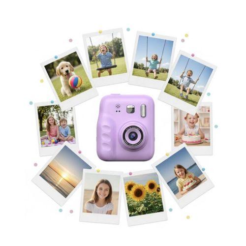 Çocuklar İçin Anında Baskılı Kamera Hd Ekran 4 Rulo Kağıt 5 Kalem Set Hediyeli