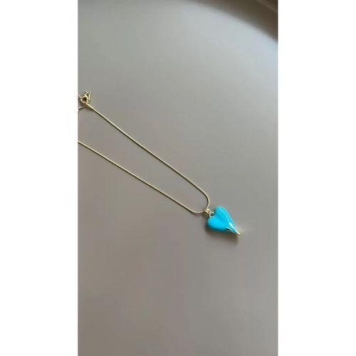 Mineli Kalp Kolye - Mavi