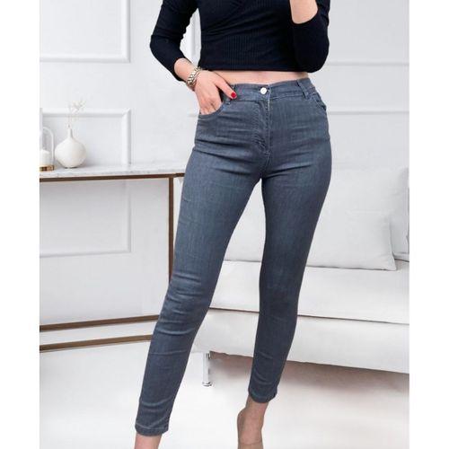 Likralı Yüksek Bel Jean Pantolon