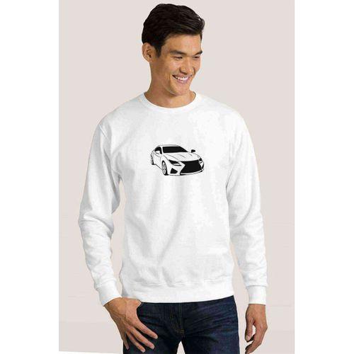 Araba Car Baskılı Beyaz Erkek Sweatshirt