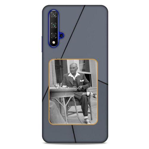 Huawei P Smart S Y8P Kılıf Atatürk (31) TPU Kılıf Koyu Gri