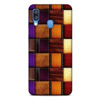Samsung Galaxy A40 Kılıf Patchwork (44) Tough Armor Kılıf Mor Kahve