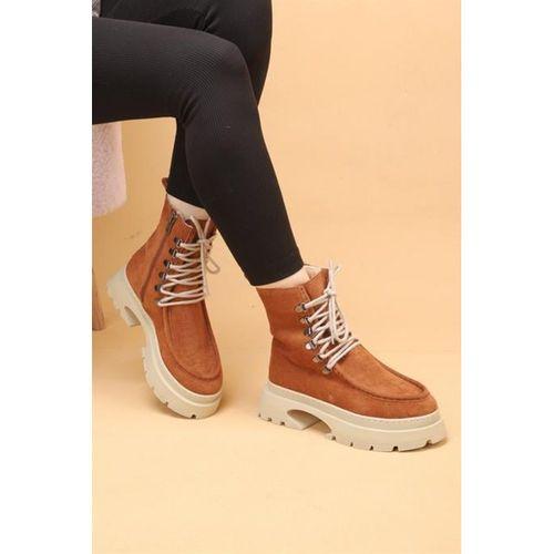 Seria Taba Renkli Fermuarlı Süet Kadın Bot