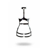 Siyah Harness Takım Deri Gerdanlık Detaylı Tokalı - Brf1386