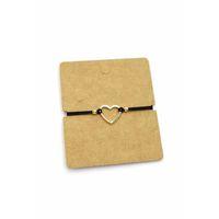 Halka Kalp İp Bileklik - Siyah