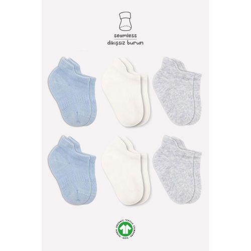 Bistyle Bistyle Basic Penye Sneakers Çorap 6'Lı BS20101B Mavi Ekru Gri