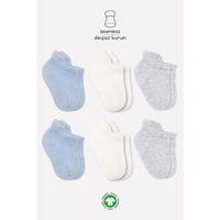 Bistyle Bistyle Basic Penye Sneakers Çorap 6'Lı BS20101B Mavi Ekru Gri