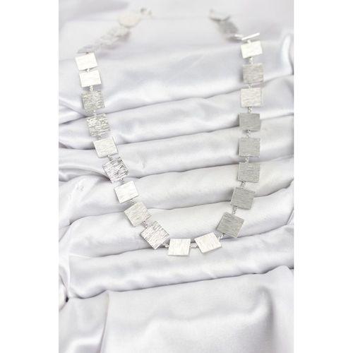 Kare Plaka Model Gümüş Renk Kadın Kolye