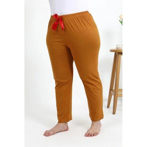 Kadın Pamuklu Büyük Beden Alt Pijama Hardal