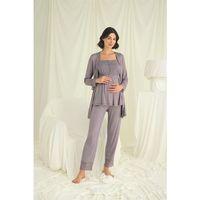 Dantelli Önü Düğmeli Hamile Lohusa 3'lü Pijama Takımı