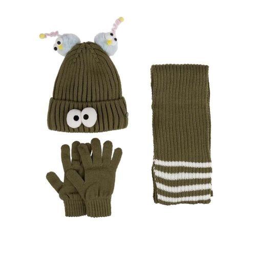 Kitti Kitti Çocuk Kız Atkı Bere Eldiven Takım (4-8 Yaş) K24170-09 Yeşil