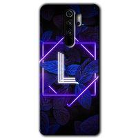 BeRa Aksesuar  Xiaomi Redmi Note 8 Pro Kılıf Baskılı Kapak - Dark Neon Yaprak L Harfi +Tam Kaplayan Mat Seramik
