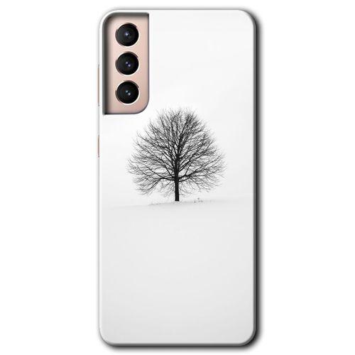 MRCİLETİSİM Samsung Galaxy S21 Plus Kılıf HD Desen Baskılı Arka Kapak + Temperli Cam - Alone Tree