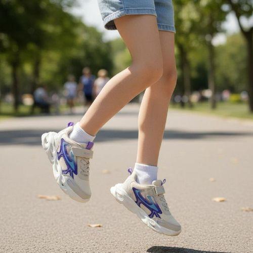 Wisco 069 Bej-Lila Cırtlı Kız Çocuk Spor Ayakkabı