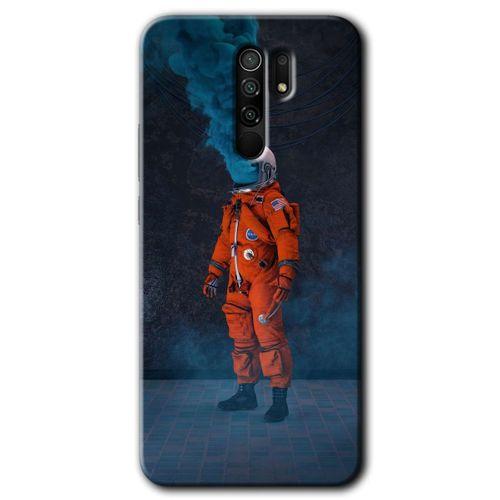 Xiaomi Redmi 9 Kılıf HD Desen Baskılı Arka Kapak - Smoke Astronot