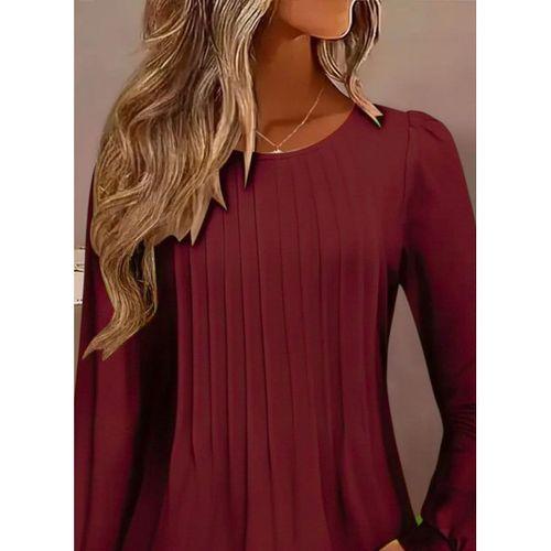 Kadın Uzun Kollu Yuvarlak Yaka Nervürlü Bluz