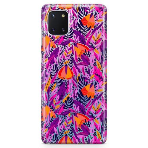 Samsung Galaxy A81 Kılıf Pembe Turuncu Yaz Otları Arka Kapak Koruma Desenli Full Koruyucu