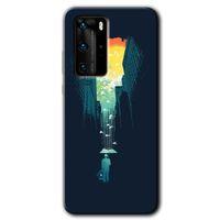Huawei P40 Pro Kılıf HD Desen Baskılı Arka Kapak - City Bird Sky