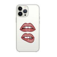 iPhone 14 Pro Max Uyumlu Hello Kiss Desenli Şeffaf Silikonlu Telefon Kılıfı