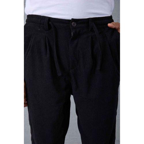 Roy Regular Fit Beli Lastikli Fitilli Kadife Kumaş Fermuarlı Jogger Erkek Pantolon - Siyah