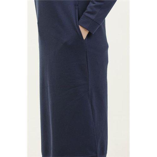 Atlas Kapşonlu Uzun Sade Basic Sweatshirt - 03007.006 - İndigo