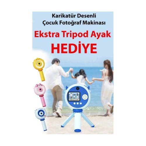 Hd Kamera Karikatür Tripodlu Çocuk Dijital Kamera Fotoğraf Makinası 1080p Video Kaydedici 2.0 İnç