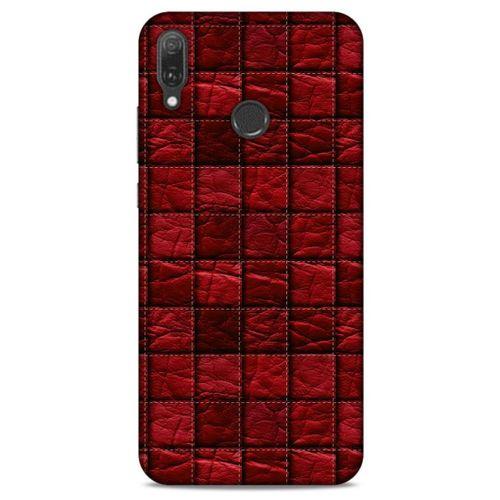 Huawei Y9 2019 Kılıf Patchwork (12) Koruyucu Silikon Kırmızı Bordo