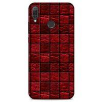 Huawei Y9 2019 Kılıf Patchwork (12) Koruyucu Silikon Kırmızı Bordo