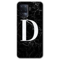 Oppo Reno 5 Lite Kılıf HD Desen Baskılı Arka Kapak - Siyah Mermer Desenli D Harfi