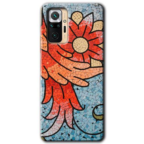 BeRa Aksesuar  Xiaomi Redmi Note 10 Pro Kılıf Baskılı Kapak - Mozaik Çiçek +Tam Kaplayan Mat Seramik