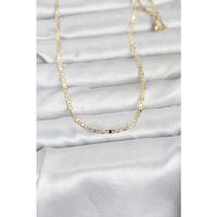 CM 14K Gold Renk Lazerli Yassı Model Zincirli 60 cm Kadın Kolye