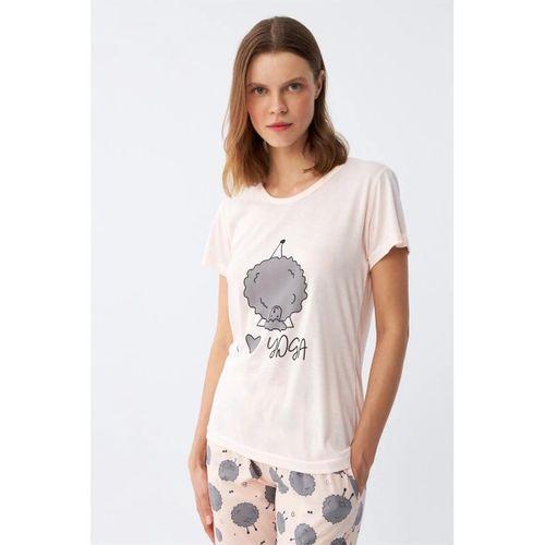Kadın Kısa Kol Pijama Takım Pudra