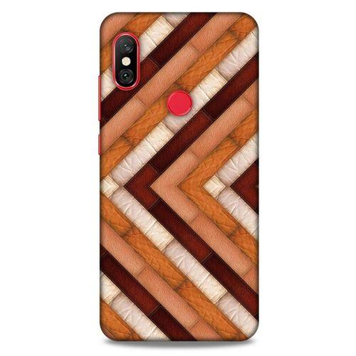 Xiaomi Mi A2 Lite Kılıf Patchwork (40) Fit Silikon Kılıf Kahverengi Beyaz