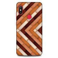 Xiaomi Mi A2 Lite Kılıf Patchwork (40) Fit Silikon Kılıf Kahverengi Beyaz